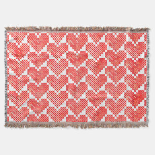 Couverture Red Hearts Cross Stitch Look Pays