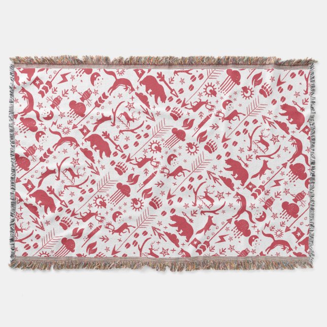 Couverture Red Rustic Holiday Moon Nuages Bear Deer Lodge (Devant)
