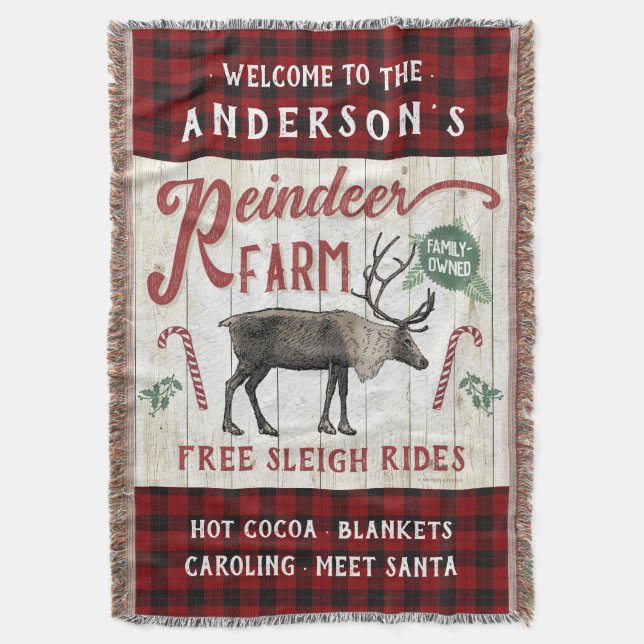 Couverture Reindeer Farm Russe Vintage Farmhouse Nom personna (devant Vertical)