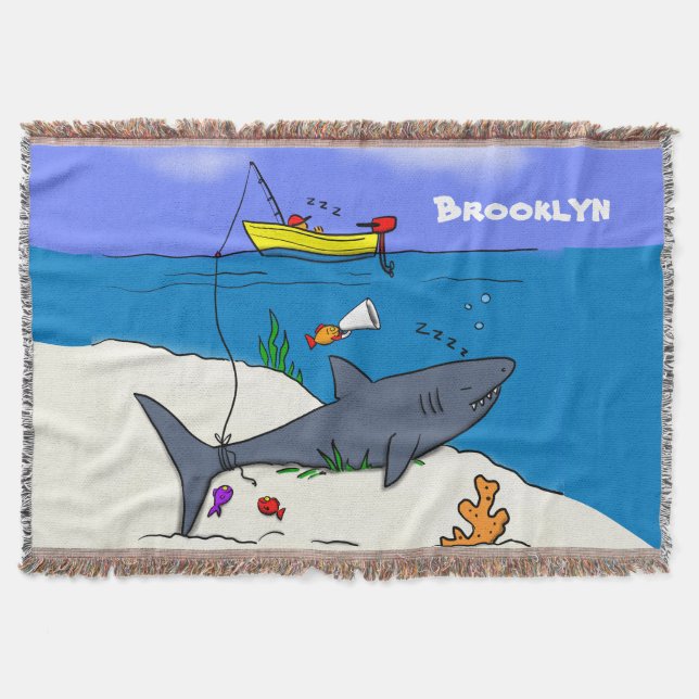 Couverture Requin drôle endormi et dessin animé de pêche (Devant)