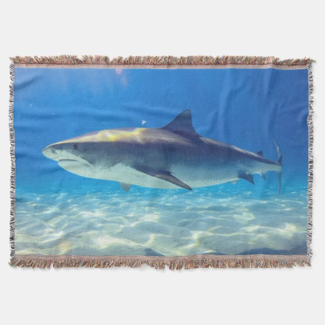 Couverture Requin Nageant Eau Océan Bleu (Devant)