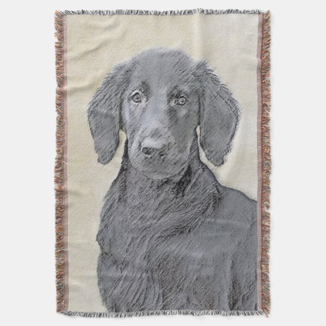 Couverture Retriever à couche plate - Art original de chien (devant Vertical)