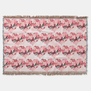 Couverture Retro Boho Floral I Heart Nom calligraphie texte
