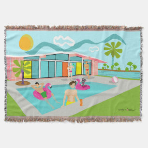Couverture Retro Gay Pink Flamant rose Pool Party
