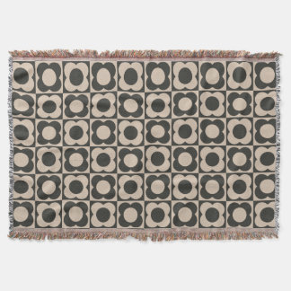 Couverture Retro modern -Flower Checkerboard - neutral taupe