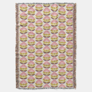 Couverture Rétro motif floral rose et pourpre
