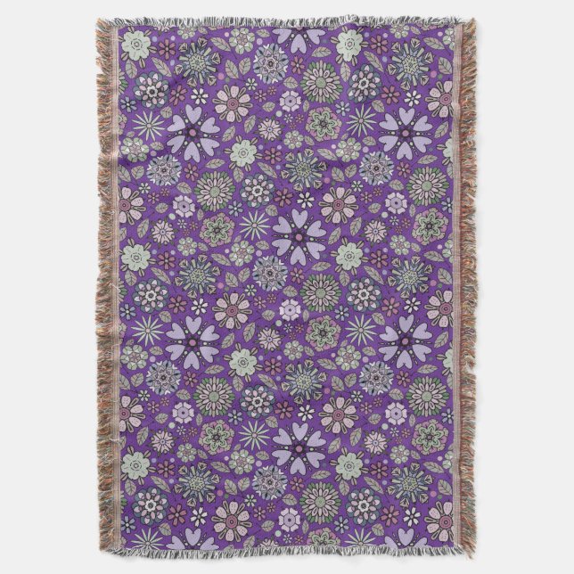 Couverture Retro Pastel Pink Purple Floral Seamless Pattern (devant Vertical)