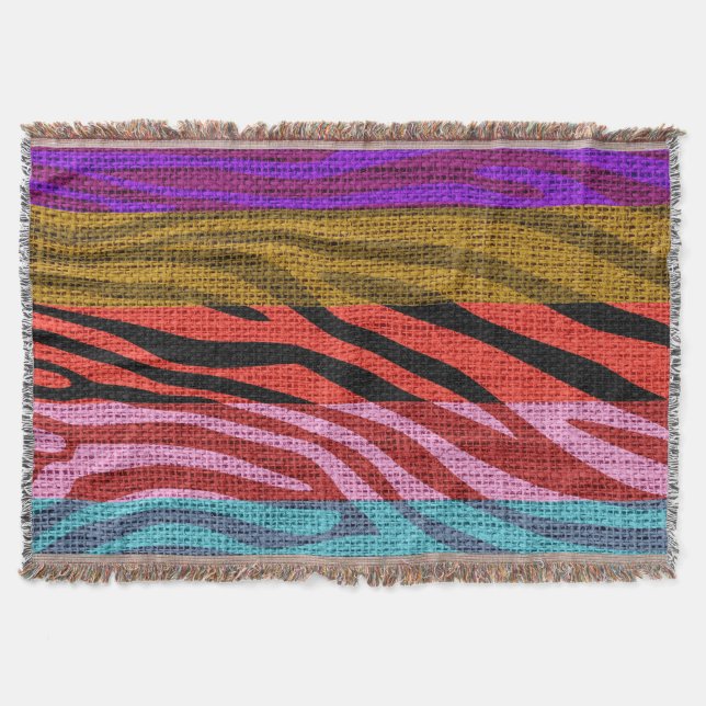 Couverture Retro Zebra Skin Imprimer Motif Burlap Rustique (Devant)