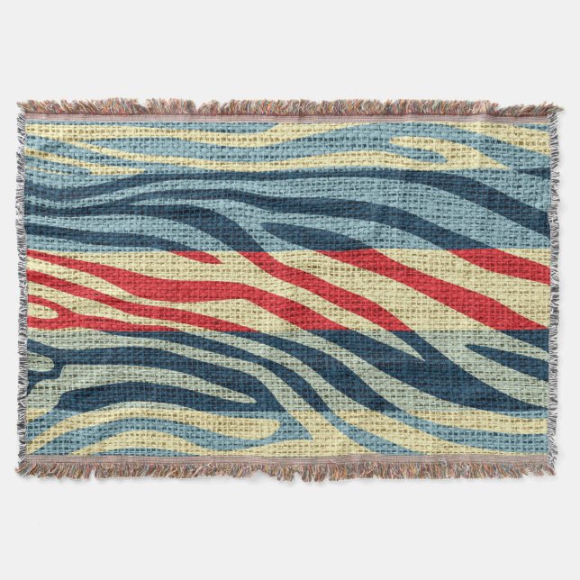Couverture Retro Zebra Skin Imprimer Motif Burlap Rustique #1 (Devant)
