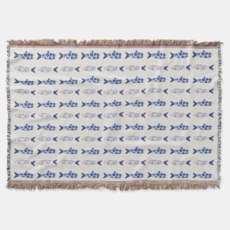 Couverture Rideau de douche motif poisson bleu style côtier