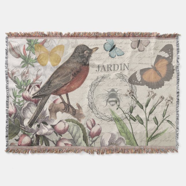 Couverture Robin Elegant Bird Butterfly French Art (Devant)