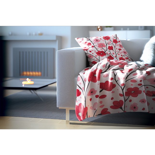 Couverture Romantique Rouge floral (Créateur téléchargé)
