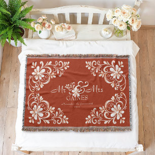 Couverture Romantique Shabby Chic Rouge Rouille Monsieur & Ma