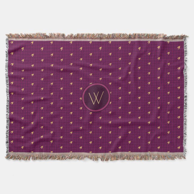 Couverture Rose avec l'or Accent Houndstooth Jetez la couvert (Devant)