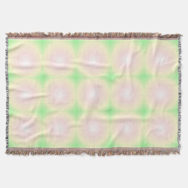 Couverture Rose blanche aux motifs dégradés optiques 3D vert  (Devant)