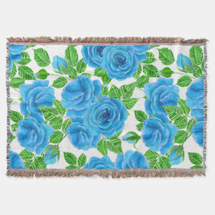 Couverture Rose bleu aquarelle motif transparent