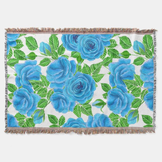 Couverture Rose bleu aquarelle motif transparent (Devant)