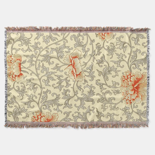 Couverture Rose Botanique Gris Vintage Floral (Devant)