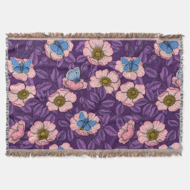 Couverture Rose de chien et papillons en rose et violet (Devant)