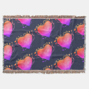 Couverture rose de jet d'art d'aquarelle d'amour