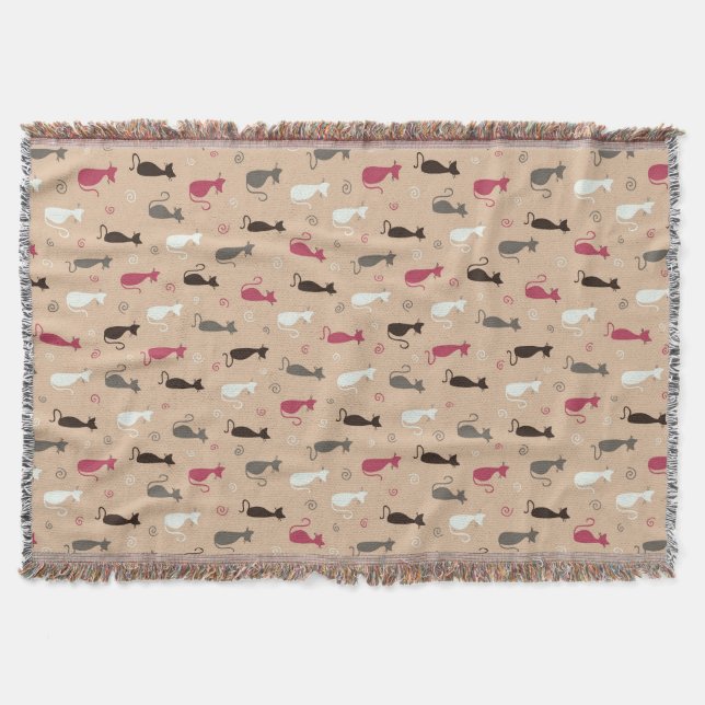 Couverture rose de motif de chats (Devant)