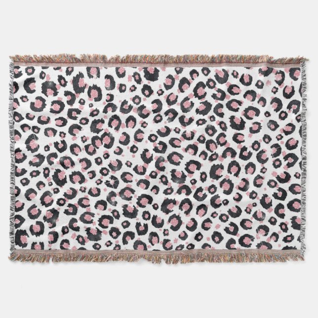 Couverture Rose Gold Élégant Motif Léopard Noir (Devant)