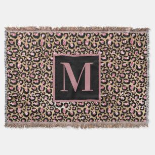 Couverture Rose Gold Noir Monogramme Initial Chita/Léopard