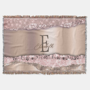 Couverture Rose Gold Tendance Diamants Paillettes Monogramme