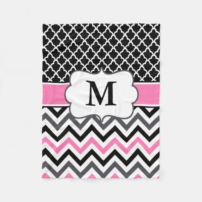 Couverture rose noire de monogramme de Quatrefoil (Devant)