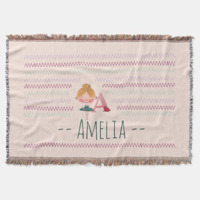 Couverture rose pâle Ballerine "A" Monogramme Nom (Devant)