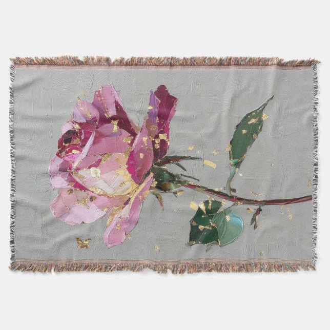 Couverture Rose rose artistique et feuille d'or (Devant)