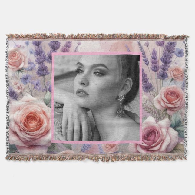 Couverture rose roses lavande florale photo aquarelle (Devant)