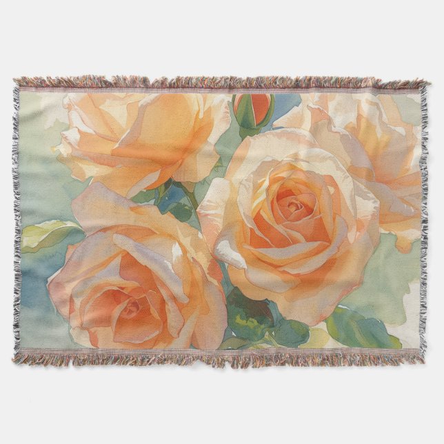 Couverture Roses Aquarelles Orange Impressionnisme  (Devant)