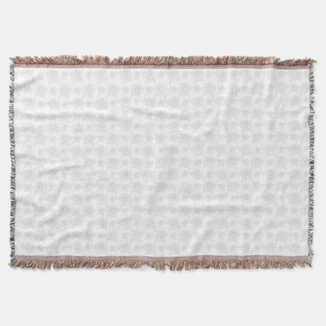 Couverture Roses Illustrées Grises sur Fond Blanc Motif Migno (Devant)