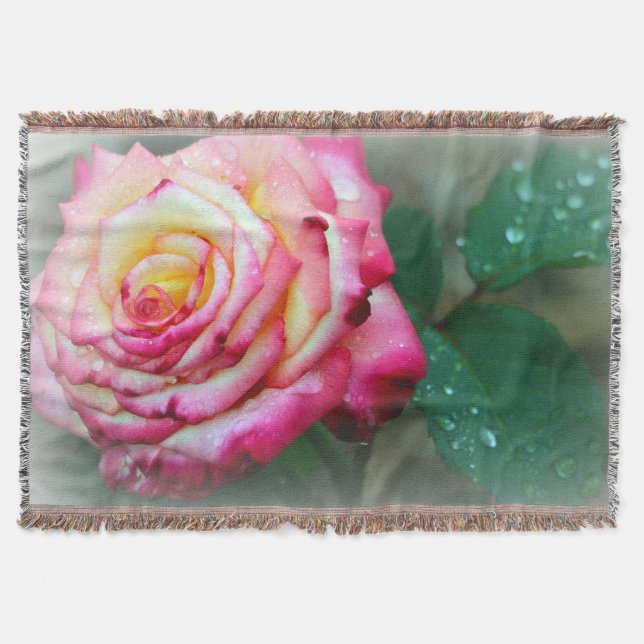 Couverture Roses lancez la couverture/rose et blanc (Devant)