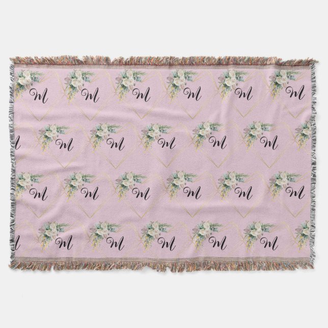 Couverture Roses roses roses blanches vintages Monogramme de  (Devant)