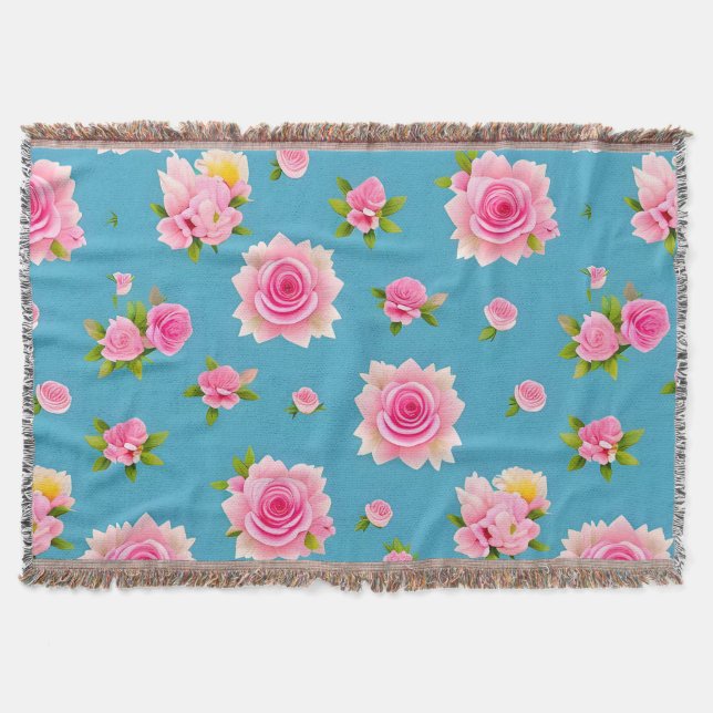 Couverture Roses roses sur un fond bleu (Devant)