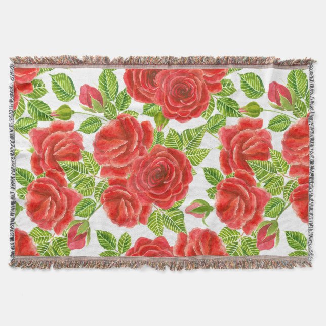Couverture Roses rouges aquarelle transparente motif (Devant)