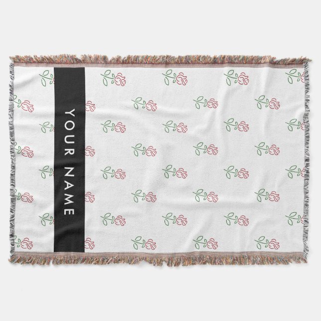 Couverture Roses Rouges, Motif De Roses, Votre Nom (Devant)