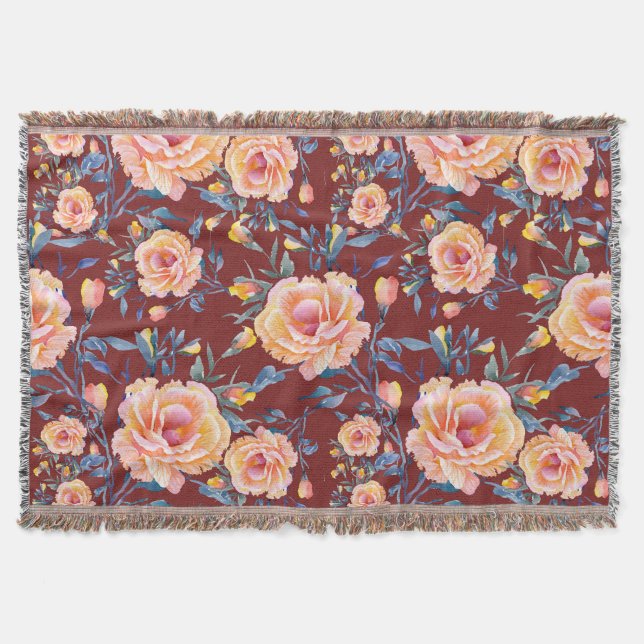 Couverture Roses, sans soudure, motif arrière - plan rouge (Devant)