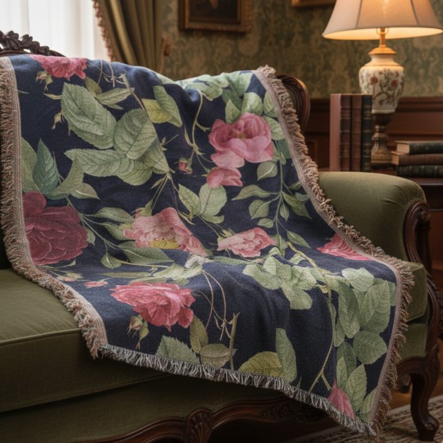 Couverture Roses vintages Sur Velours Bleu Foncé (Créateur téléchargé)