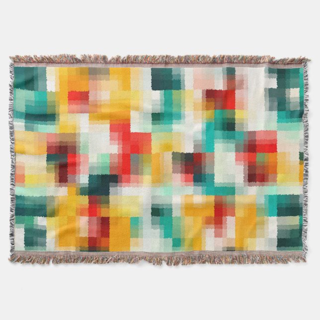 Couverture Rouge bleu vert jaune blanc Motif Abstrait (Devant)