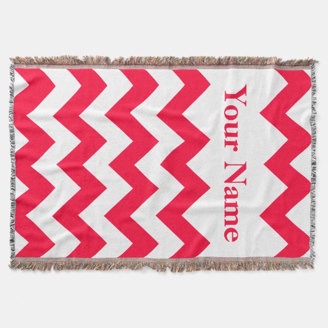 Couverture Rouge Bold Chevron avec nom personnalisé (Devant)
