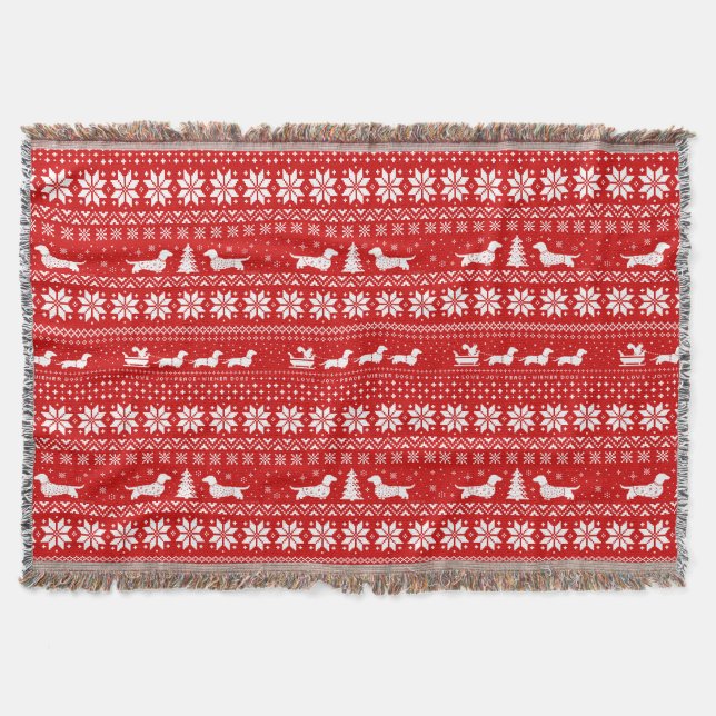 Couverture Rouge de motif de chandail de Noël de teckels (Devant)