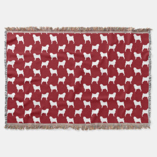 Couverture Rouge de motif de silhouettes de carlin