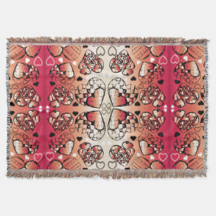 Couverture Rouge et blanc Whimsical Romantic Hearts motif