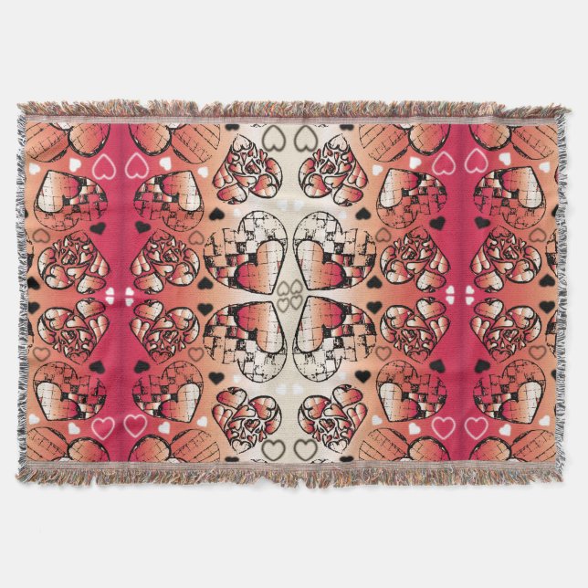 Couverture Rouge et blanc Whimsical Romantic Hearts motif (Devant)