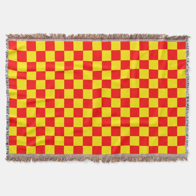 Couverture Rouge Jaune Chèque À damiers Motif Design (Devant)