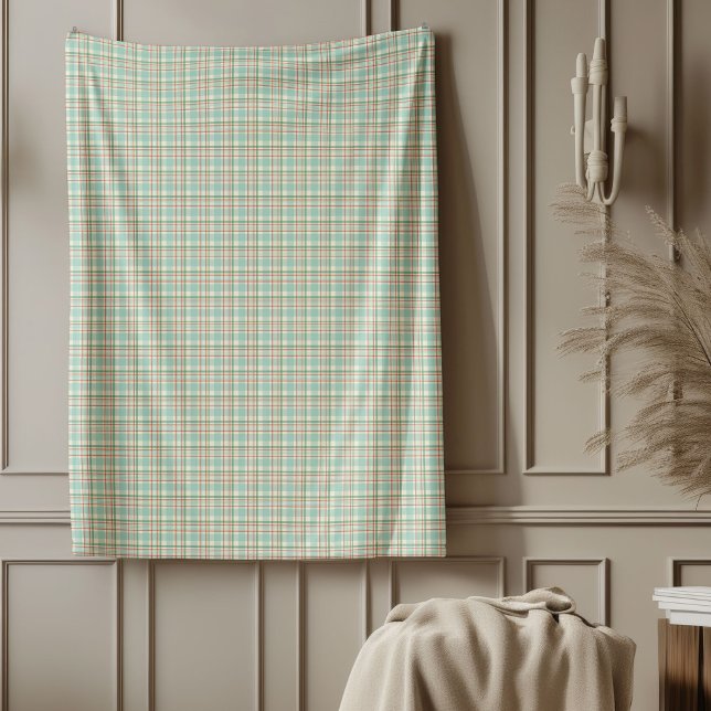 Couverture rouge vert plaid dans des tons pastel (Red Green Plaid Blanket in Gentle Pastel Tones)