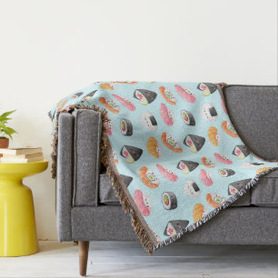 Couverture rouleaux de sushi kawaii, motif sushi